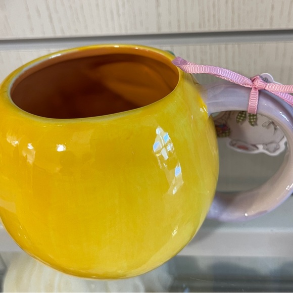 Easter Blue Sky Clayworks Easter Bunny Kisses Yellow Ceramic coffee Mug NWT - Picture 3 of 4